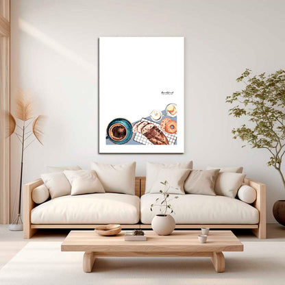 Wes Co Gallery Metal Poster Breakfast Bliss Perfect Morning 16" x 24" Home Goods - Coffee White border only Metal Art Print