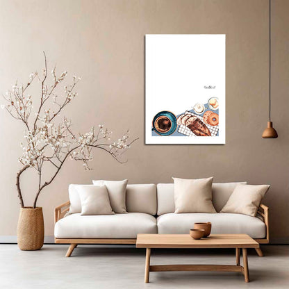 Wes Co Gallery Metal Poster Breakfast Bliss Perfect Morning 5" x 7" Home Goods - Coffee White border only Metal Art Print