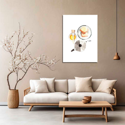 Wes Co Gallery Metal Poster Morning Bliss Coffee and Toast 5" x 7" Home Goods - Coffee White border only Metal Art Print