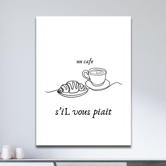 Wes Co Gallery Metal Poster Parisian Delight Coffee and Croissant 11" x 17" Home Goods - Coffee White border only Metal Art Print