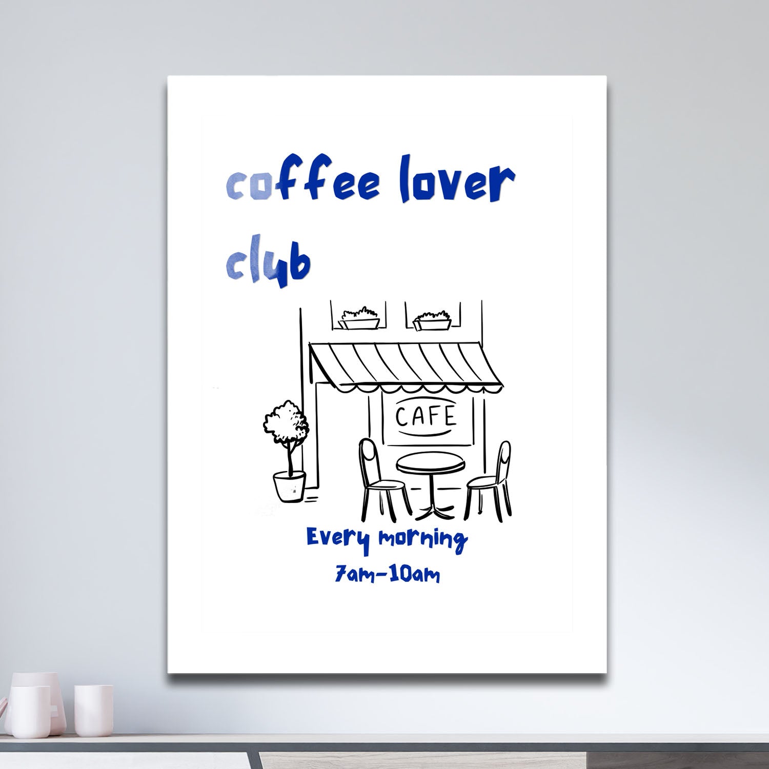 Wes Co Gallery Metal Poster Cozy Cafe Corner 11" x 17" Home Goods - Coffee White border only Metal Art Print