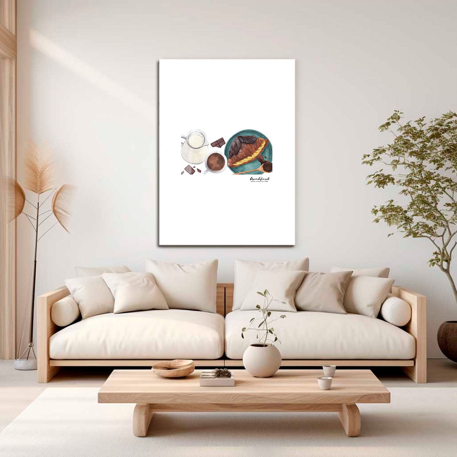 Wes Co Gallery Metal Poster Croissant and Coffee Harmony 16" x 24" Home Goods - Coffee White border only Metal Art Print