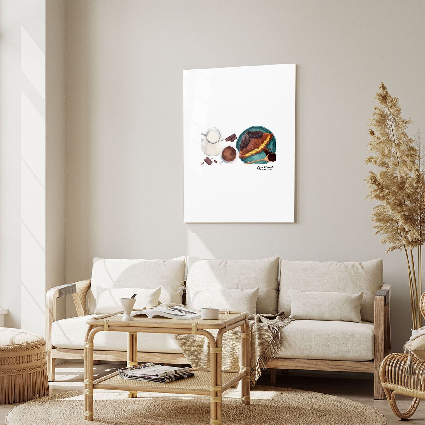 Wes Co Gallery Metal Poster Croissant and Coffee Harmony 5" x 7" Home Goods - Coffee White border only Metal Art Print