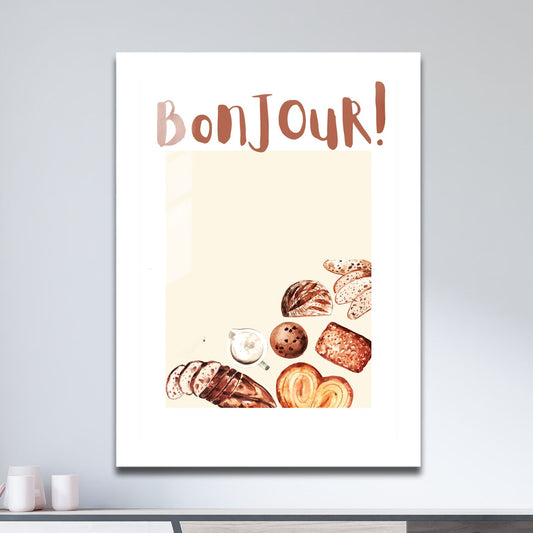 Wes Co Gallery Metal Poster Bonjour Breakfast Bliss 11" x 17" Home Goods - Coffee White border only Metal Art Print