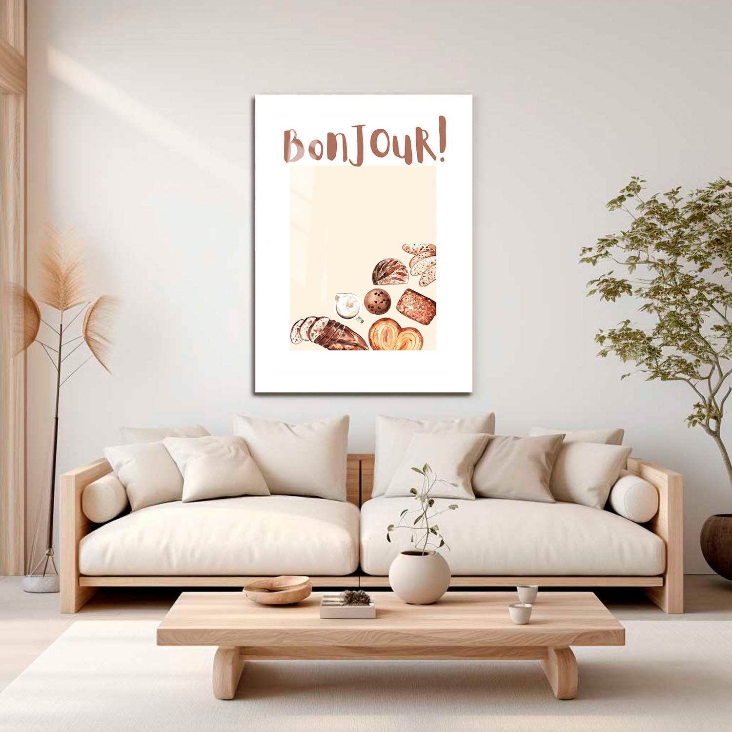 Wes Co Gallery Metal Poster Bonjour Breakfast Bliss 16" x 24" Home Goods - Coffee White border only Metal Art Print