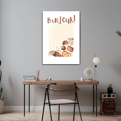 Wes Co Gallery Metal Poster Bonjour Breakfast Bliss 24" x 36" Home Goods - Coffee White border only Metal Art Print