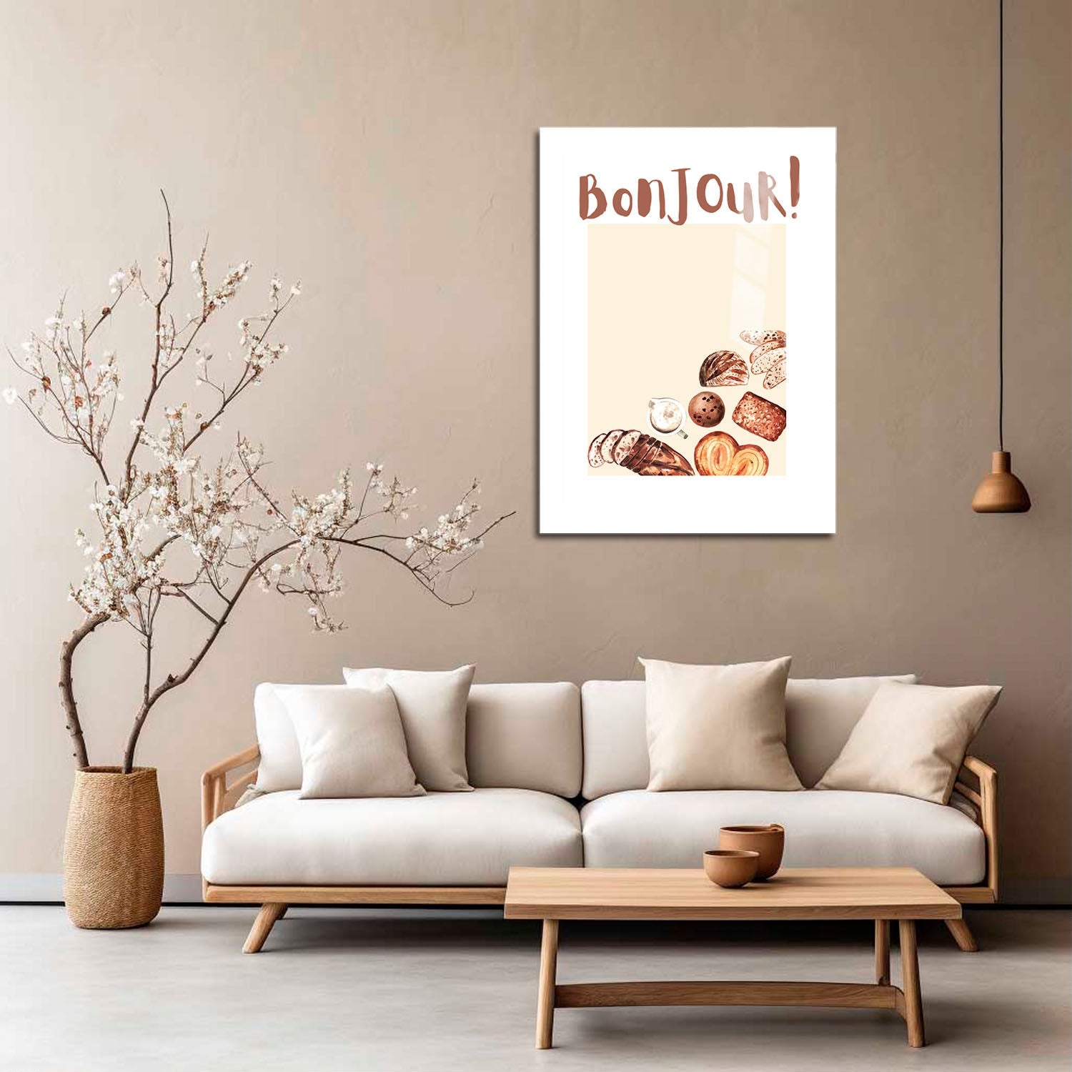 Wes Co Gallery Metal Poster Bonjour Breakfast Bliss 5" x 7" Home Goods - Coffee White border only Metal Art Print