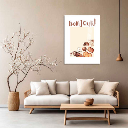 Wes Co Gallery Metal Poster Bonjour Breakfast Bliss 5" x 7" Home Goods - Coffee White border only Metal Art Print