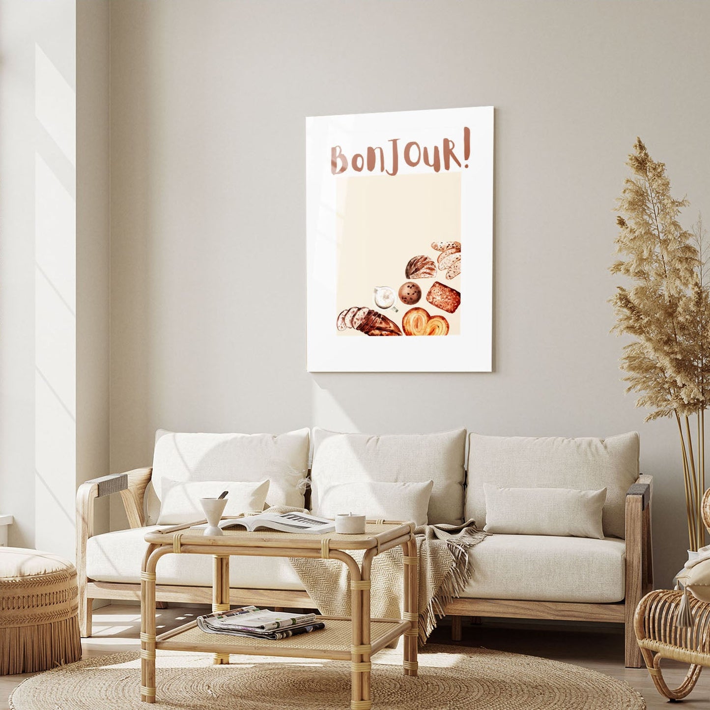 Wes Co Gallery Metal Poster Bonjour Breakfast Bliss 5" x 7" Home Goods - Coffee White border only Metal Art Print