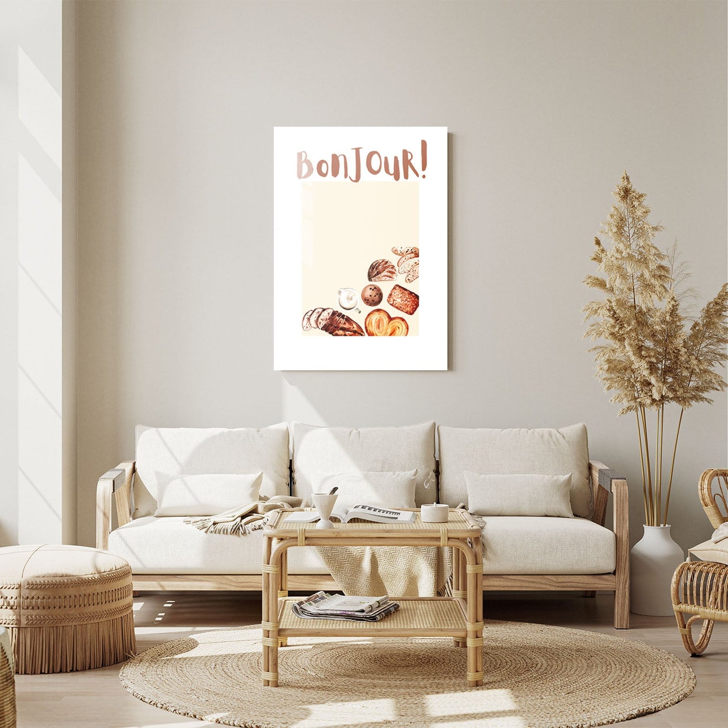 Wes Co Gallery Metal Poster Bonjour Breakfast Bliss 11" x 14" Home Goods - Coffee White border only Metal Art Print