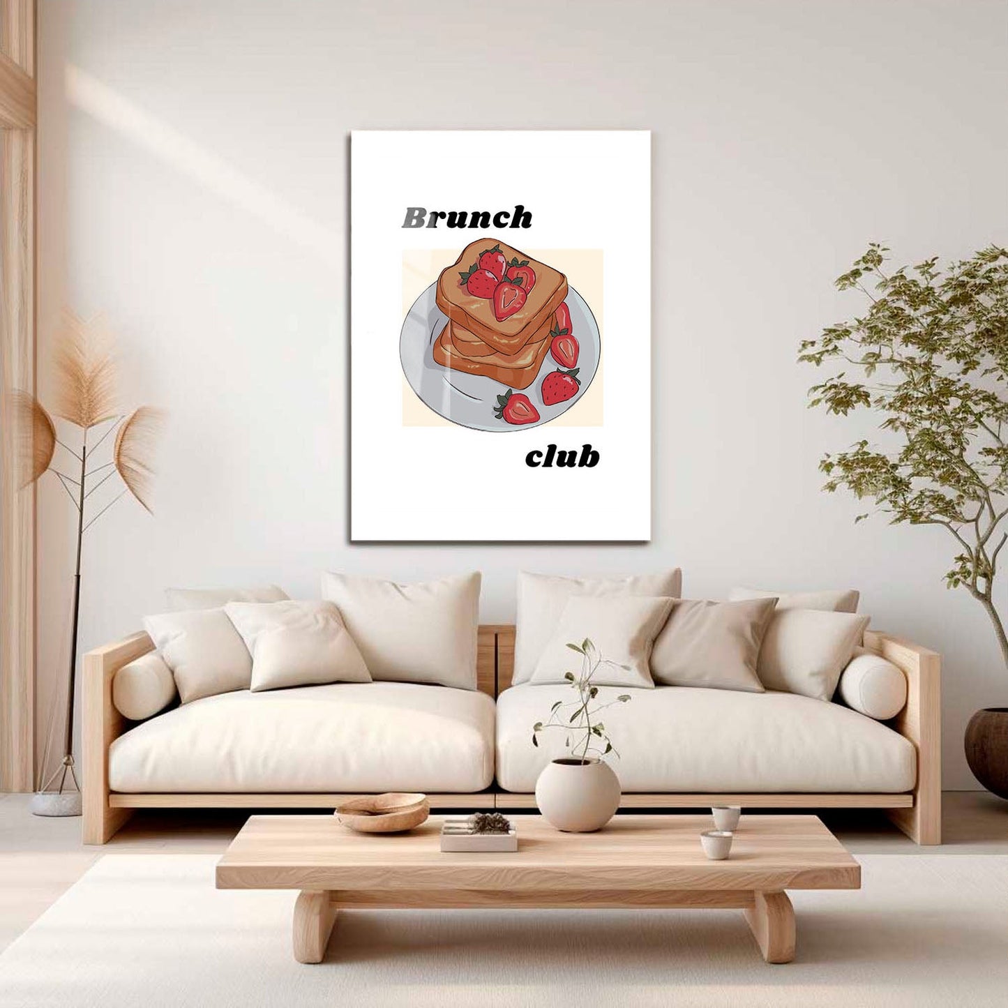 Wes Co Gallery Metal Poster Strawberry Brunch Joy 16" x 24" Home Goods - Coffee White border only Metal Art Print