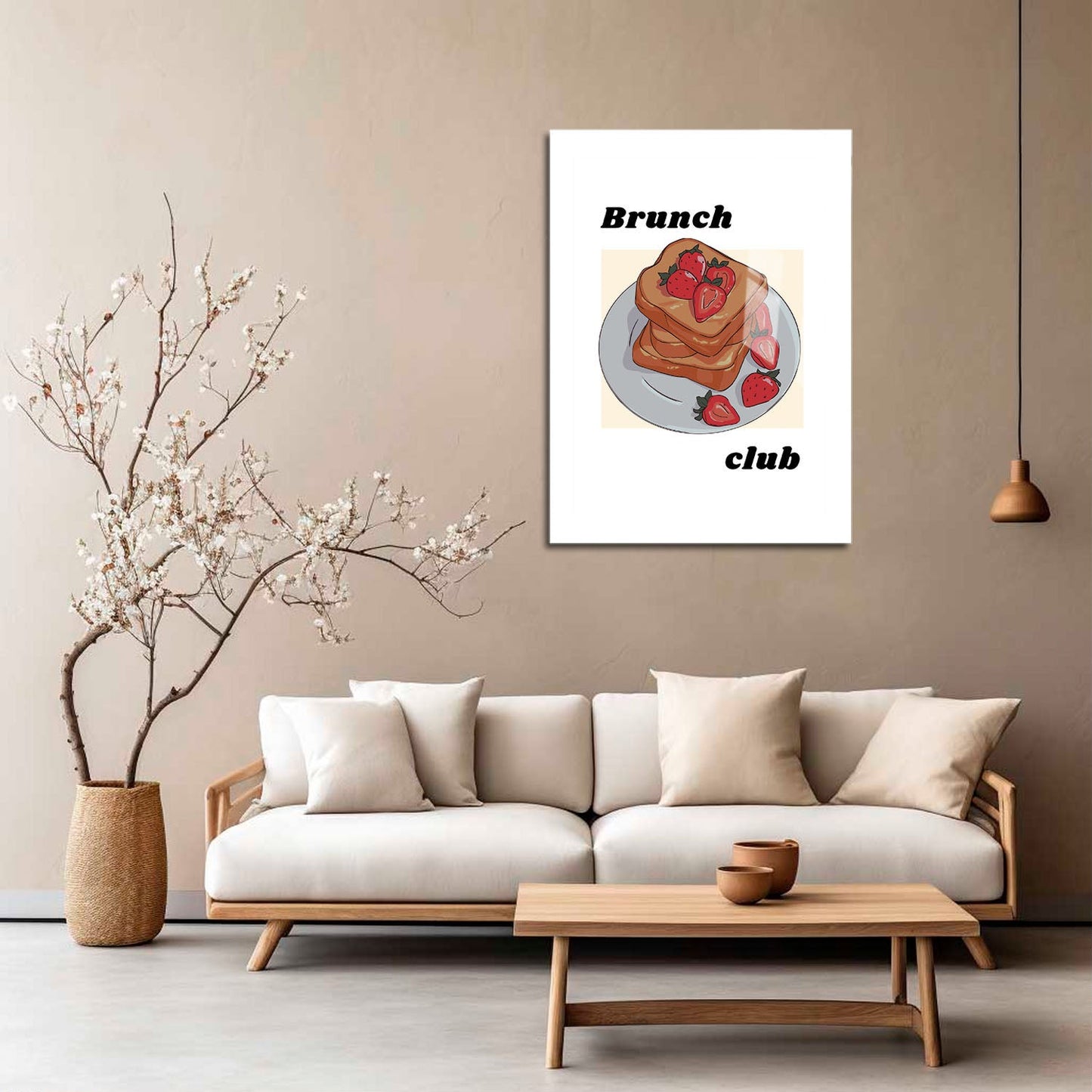 Wes Co Gallery Metal Poster Strawberry Brunch Joy 5" x 7" Home Goods - Coffee White border only Metal Art Print