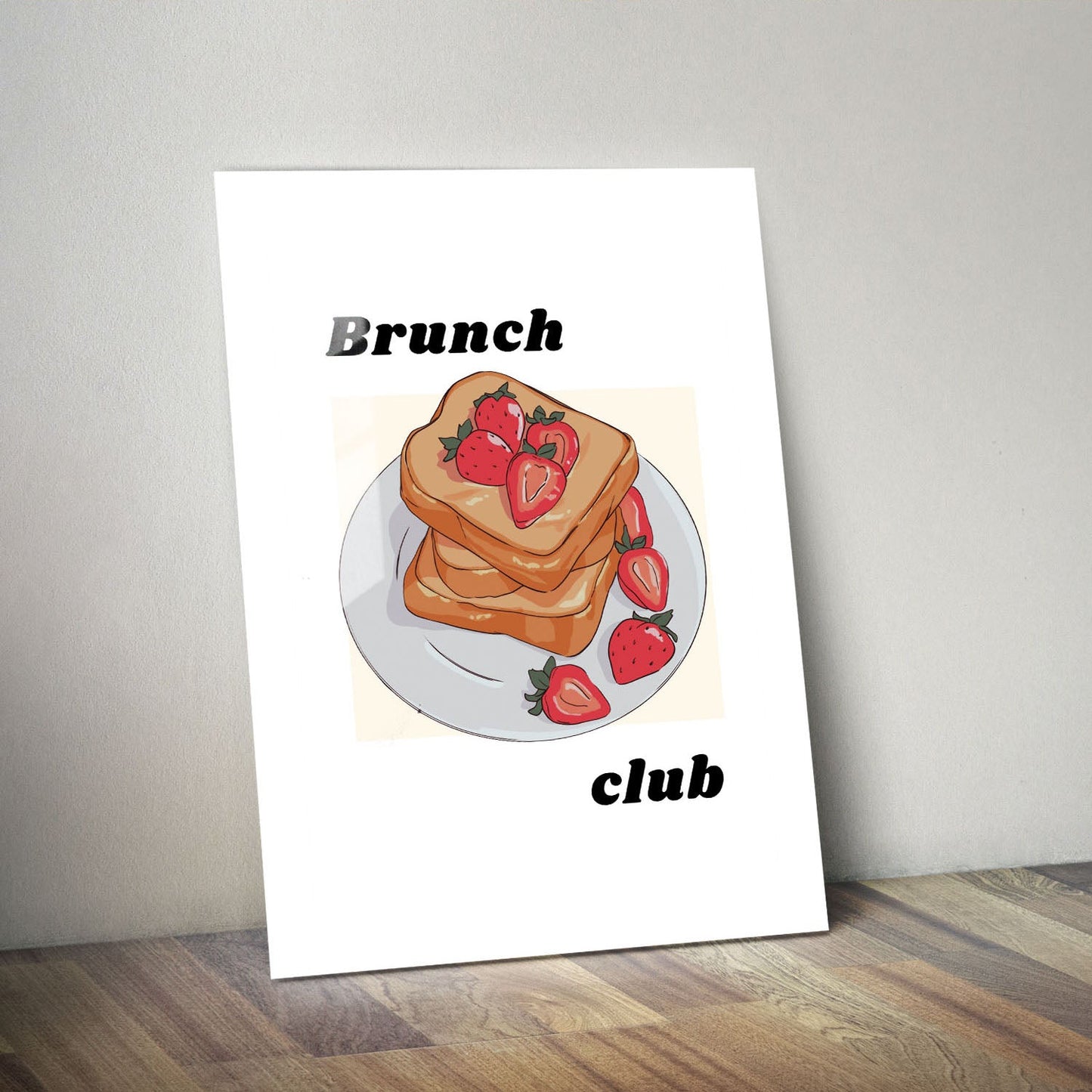 Wes Co Gallery Metal Poster Strawberry Brunch Joy 11" x 14" Home Goods - Coffee White border only Metal Art Print