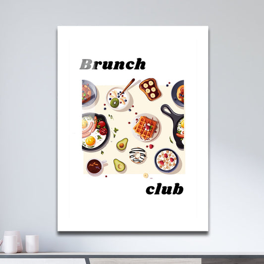 Wes Co Gallery Metal Poster Gourmet Brunch Spread 11" x 17" Home Goods - Coffee White border only Metal Art Print