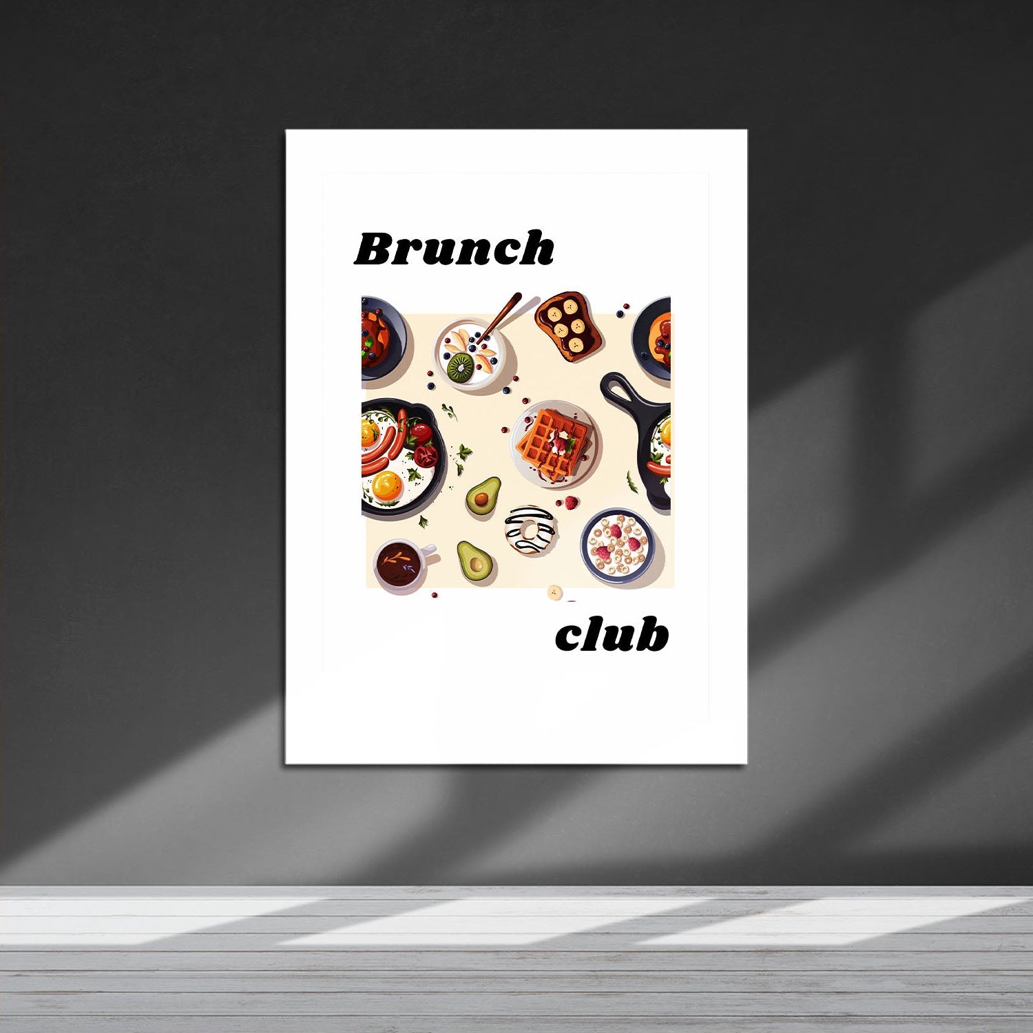 Wes Co Gallery Metal Poster Gourmet Brunch Spread 16" x 24" Home Goods - Coffee White border only Metal Art Print