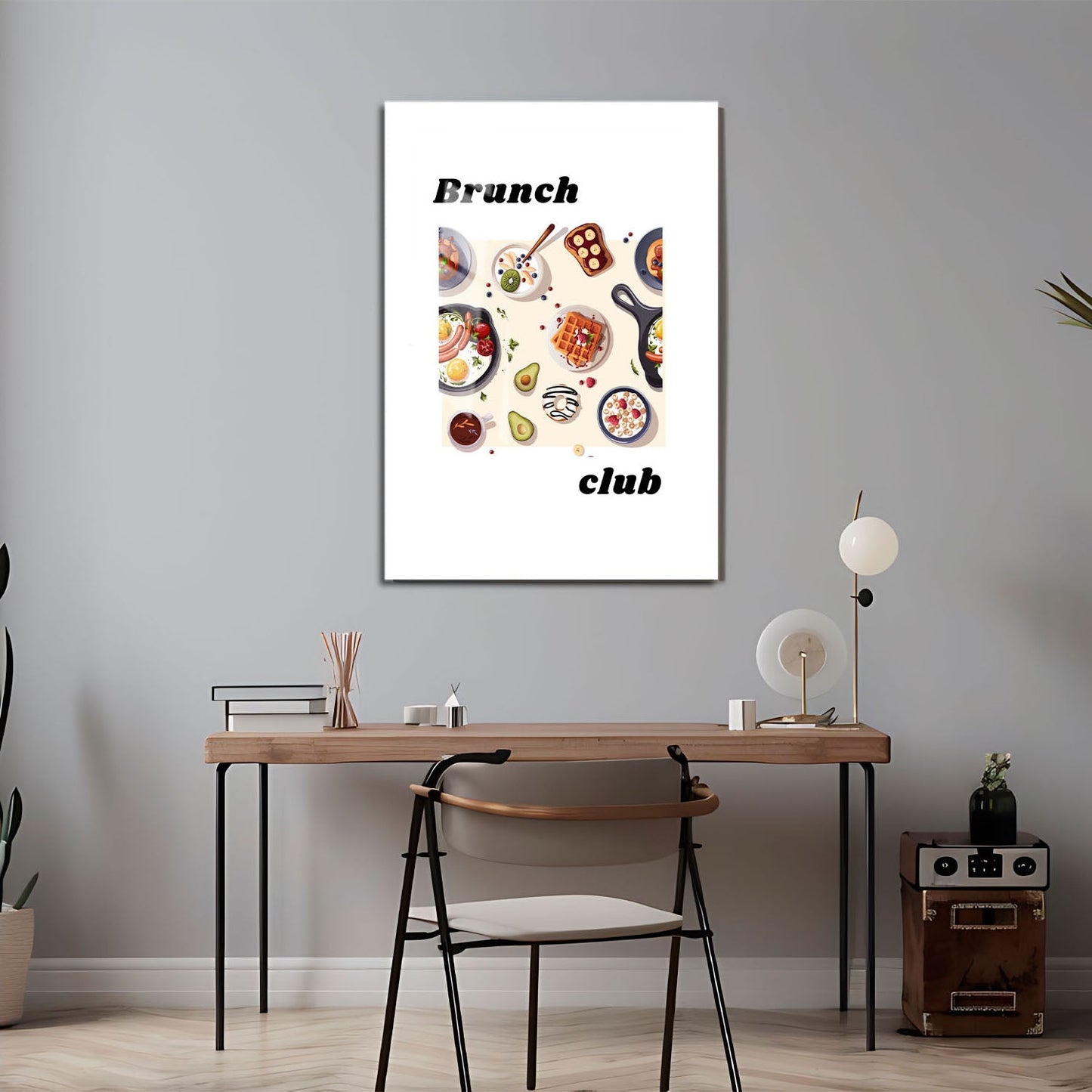 Wes Co Gallery Metal Poster Gourmet Brunch Spread 24" x 36" Home Goods - Coffee White border only Metal Art Print