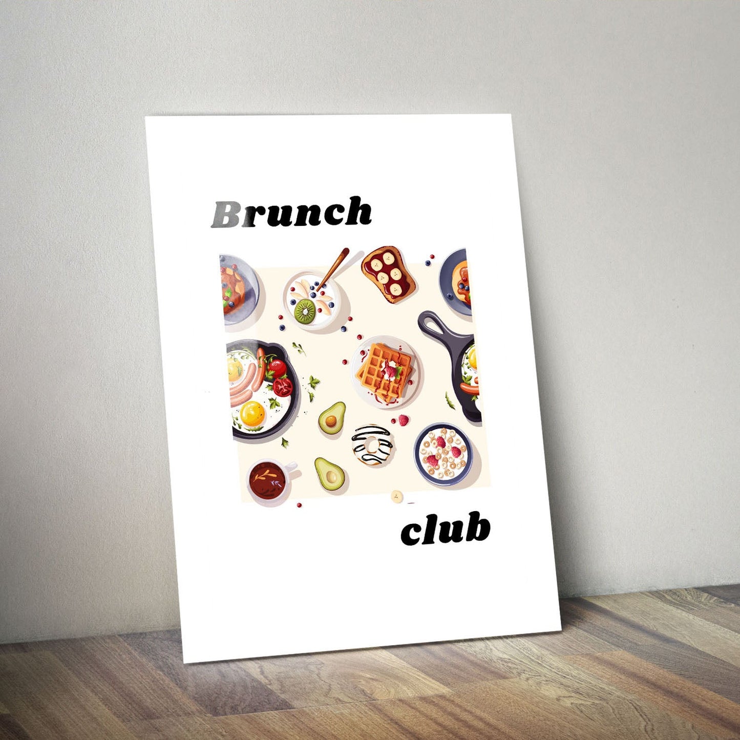 Wes Co Gallery Metal Poster Gourmet Brunch Spread 11" x 14" Home Goods - Coffee White border only Metal Art Print