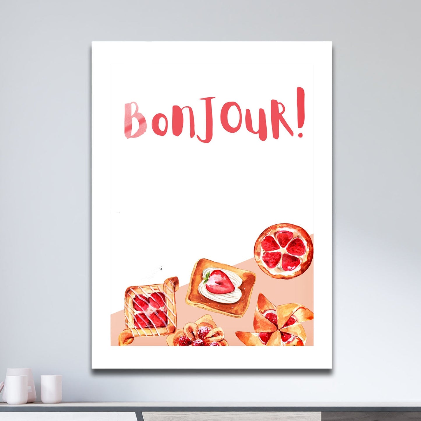 Wes Co Gallery Metal Poster Bonjour Sweet Treats 11" x 17" Home Goods - Coffee White border only Metal Art Print