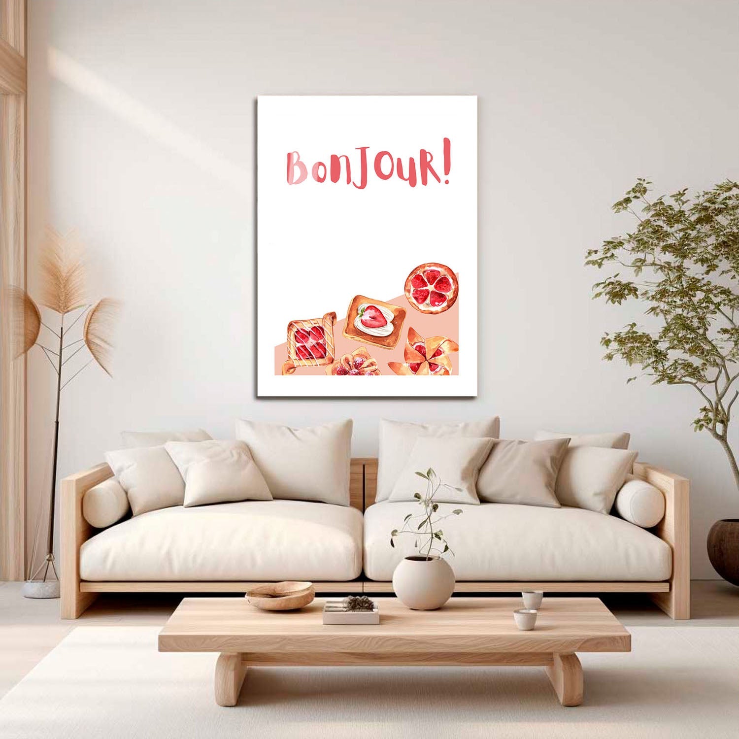 Wes Co Gallery Metal Poster Bonjour Sweet Treats 16" x 24" Home Goods - Coffee White border only Metal Art Print