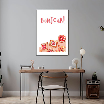 Wes Co Gallery Metal Poster Bonjour Sweet Treats 24" x 36" Home Goods - Coffee White border only Metal Art Print