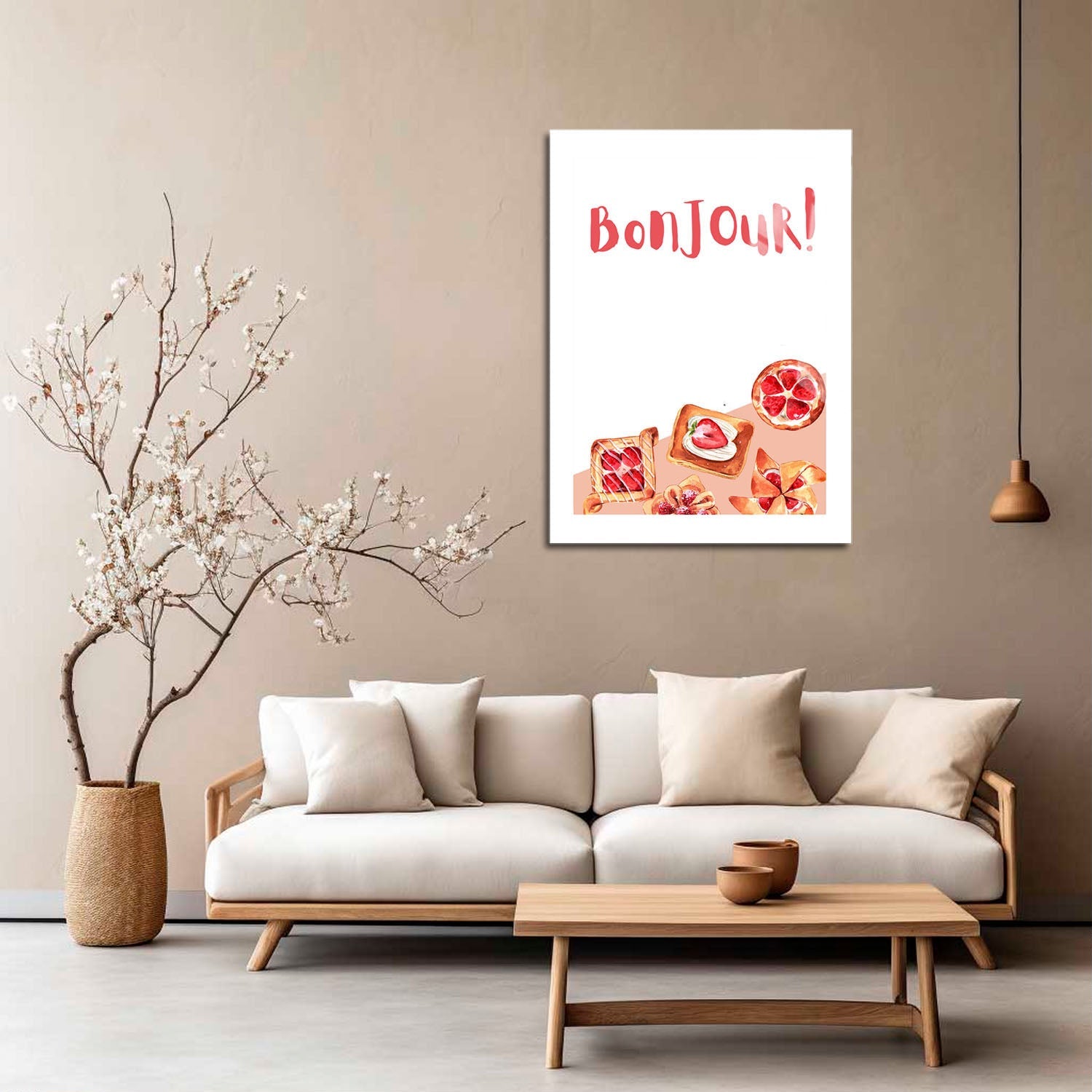 Wes Co Gallery Metal Poster Bonjour Sweet Treats 5" x 7" Home Goods - Coffee White border only Metal Art Print