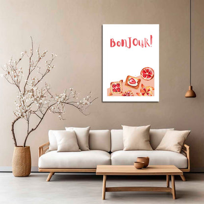 Wes Co Gallery Metal Poster Bonjour Sweet Treats 5" x 7" Home Goods - Coffee White border only Metal Art Print