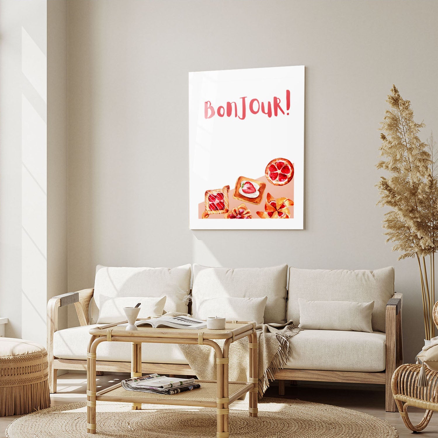 Wes Co Gallery Metal Poster Bonjour Sweet Treats 5" x 7" Home Goods - Coffee White border only Metal Art Print