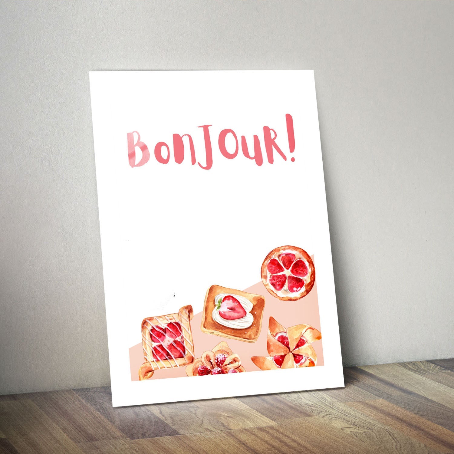 Wes Co Gallery Metal Poster Bonjour Sweet Treats 11" x 14" Home Goods - Coffee White border only Metal Art Print