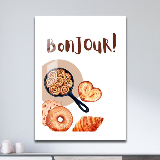 Wes Co Gallery Metal Poster Bonjour Bakery Bliss 11" x 17" Home Goods - Coffee White border only Metal Art Print