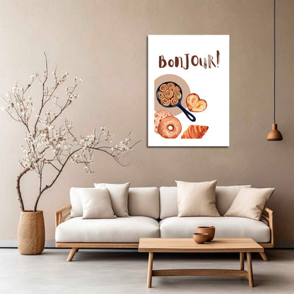 Wes Co Gallery Metal Poster Bonjour Bakery Bliss 5" x 7" Home Goods - Coffee White border only Metal Art Print