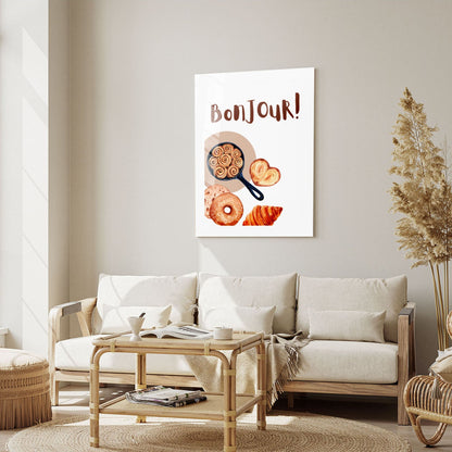 Wes Co Gallery Metal Poster Bonjour Bakery Bliss 5" x 7" Home Goods - Coffee White border only Metal Art Print