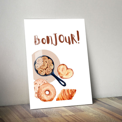 Wes Co Gallery Metal Poster Bonjour Bakery Bliss 11" x 14" Home Goods - Coffee White border only Metal Art Print