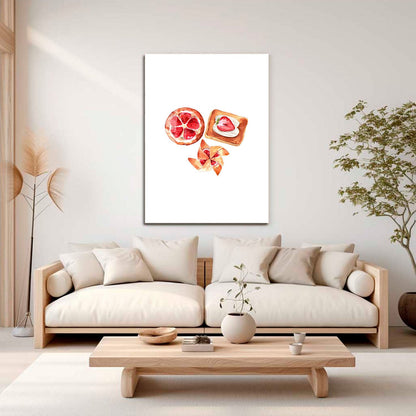 Wes Co Gallery Metal Poster Strawberry Pastry Trio 16" x 24" Home Goods - Coffee White border only Metal Art Print