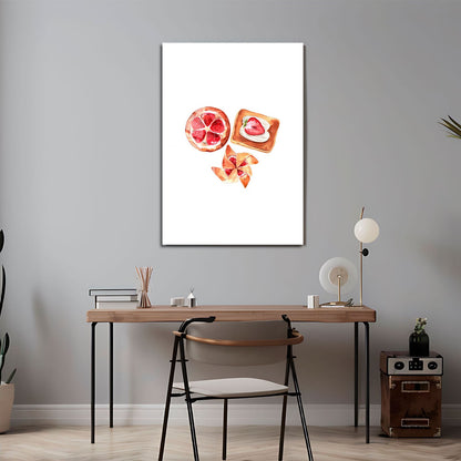 Wes Co Gallery Metal Poster Strawberry Pastry Trio 24" x 36" Home Goods - Coffee White border only Metal Art Print