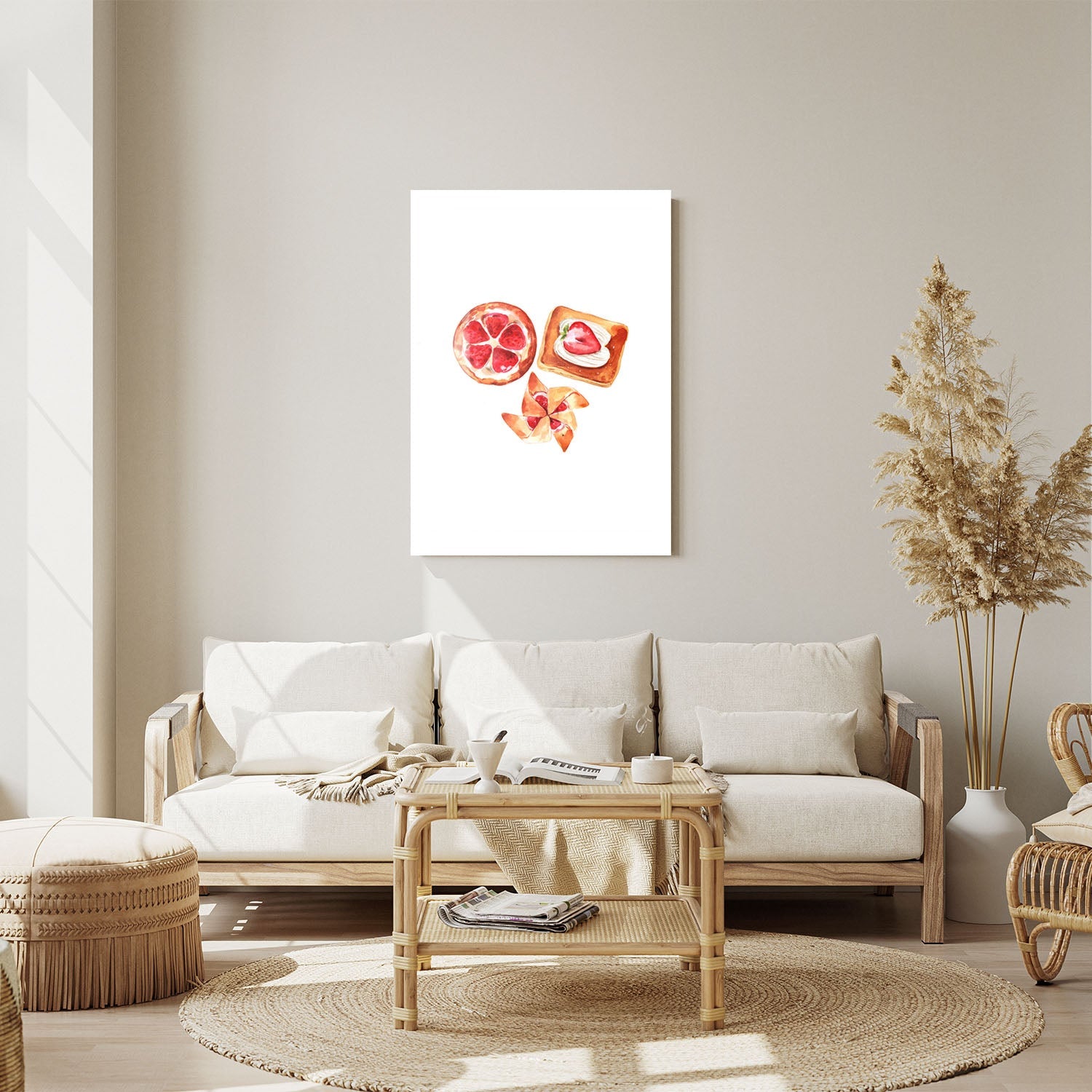 Wes Co Gallery Metal Poster Strawberry Pastry Trio 11" x 14" Home Goods - Coffee White border only Metal Art Print