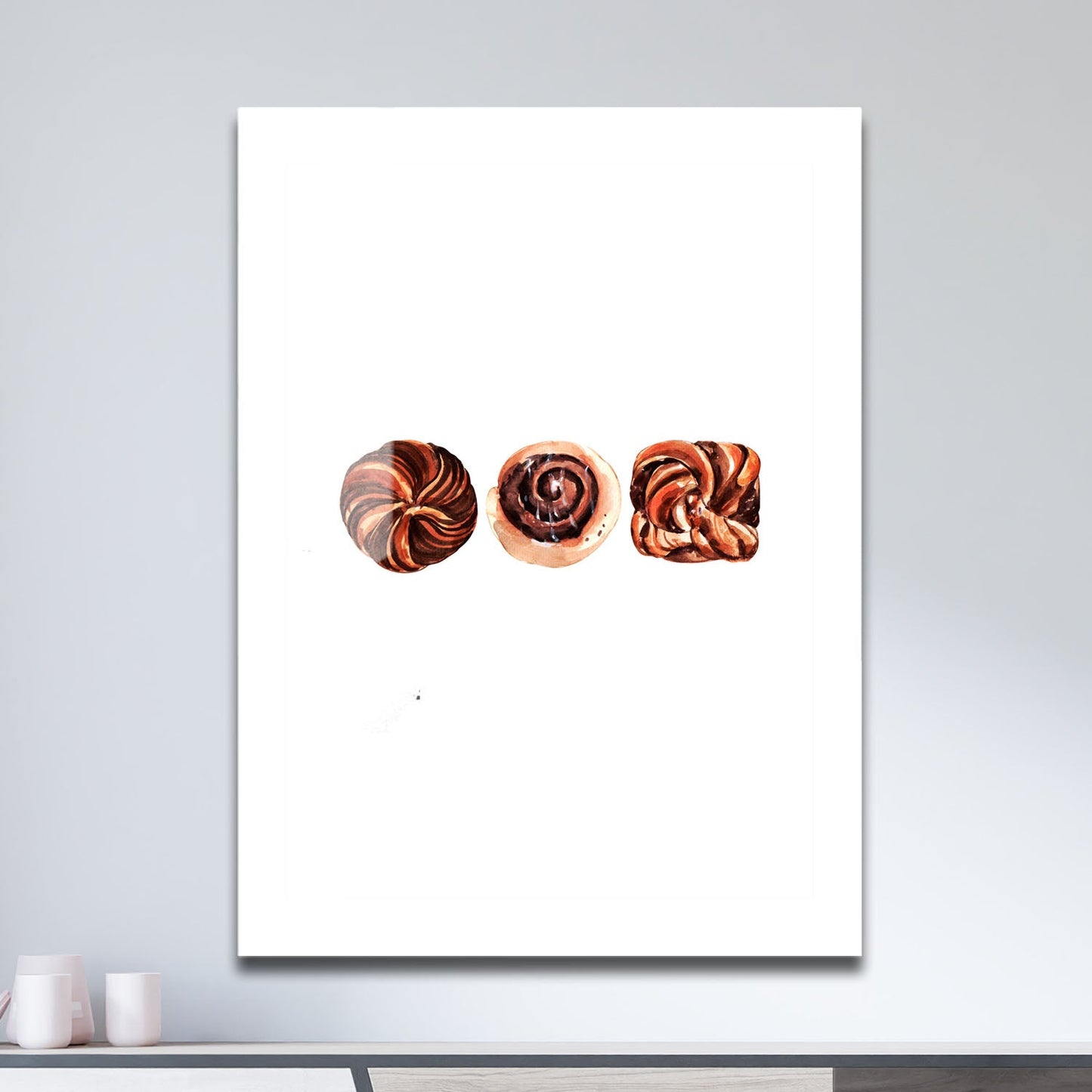 Wes Co Gallery Metal Poster Decadent Pastry Trio 11" x 17" Home Goods - Coffee White border only Metal Art Print