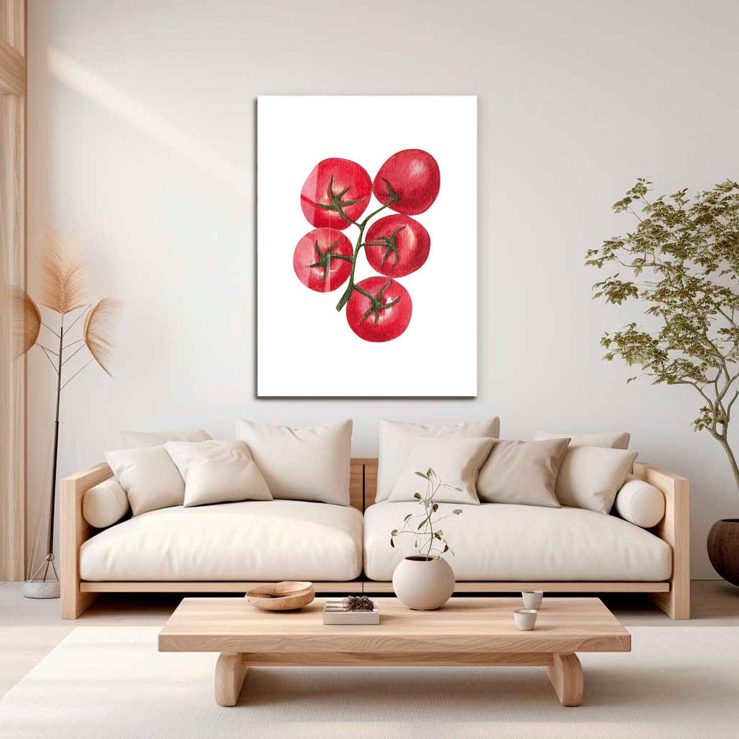 Wes Co Gallery Metal Poster Vibrant Tomato Cluster 16" x 24" Home Goods - Coffee White border only Metal Art Print