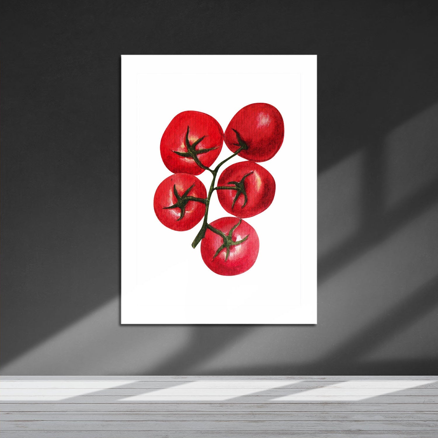 Wes Co Gallery Metal Poster Vibrant Tomato Cluster 16" x 24" Home Goods - Coffee White border only Metal Art Print