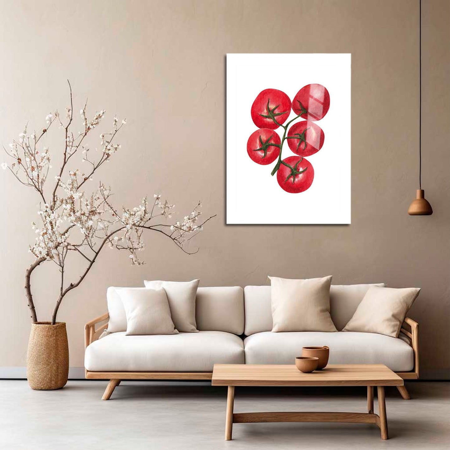 Wes Co Gallery Metal Poster Vibrant Tomato Cluster 5" x 7" Home Goods - Coffee White border only Metal Art Print