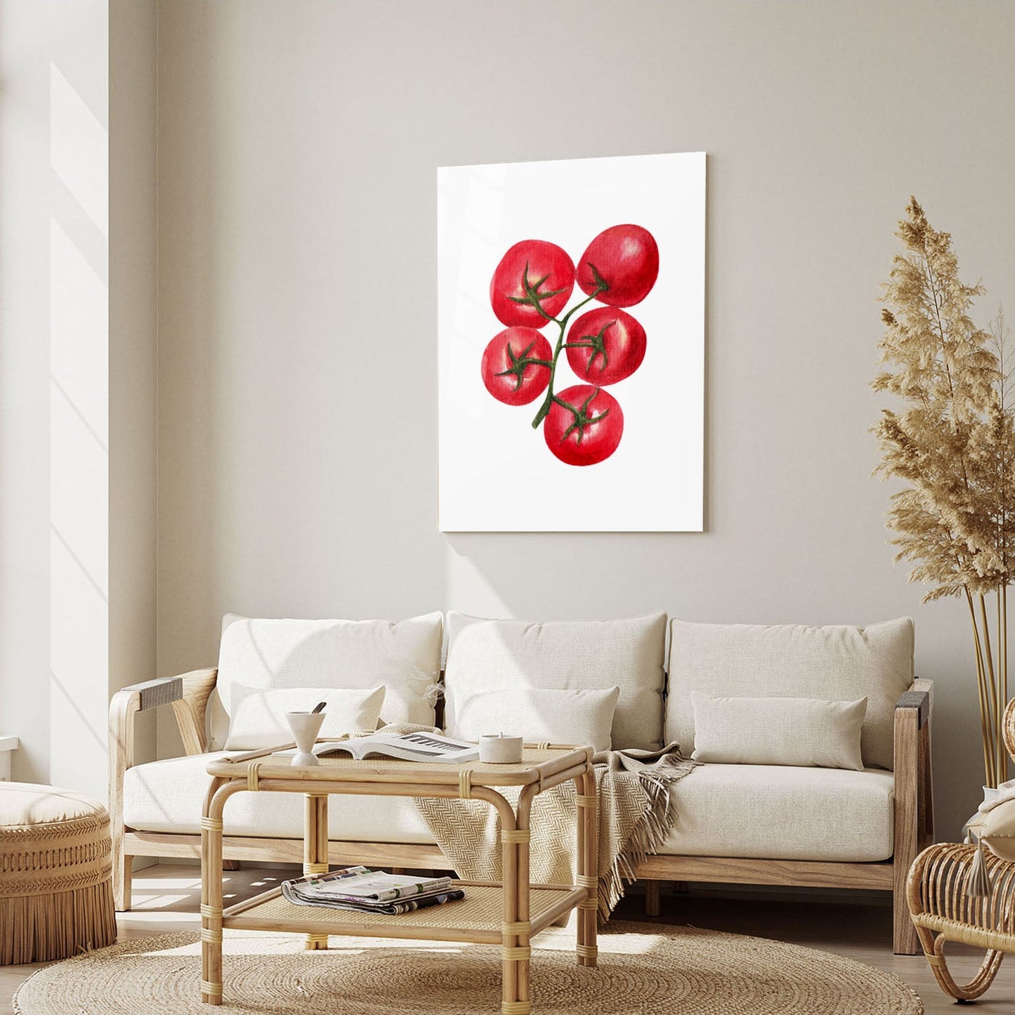 Wes Co Gallery Metal Poster Vibrant Tomato Cluster 5" x 7" Home Goods - Coffee White border only Metal Art Print