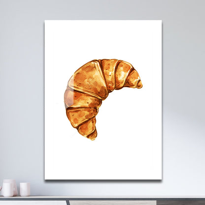 Wes Co Gallery Metal Poster Golden Croissant Delight 11" x 17" Home Goods - Coffee White border only Metal Art Print