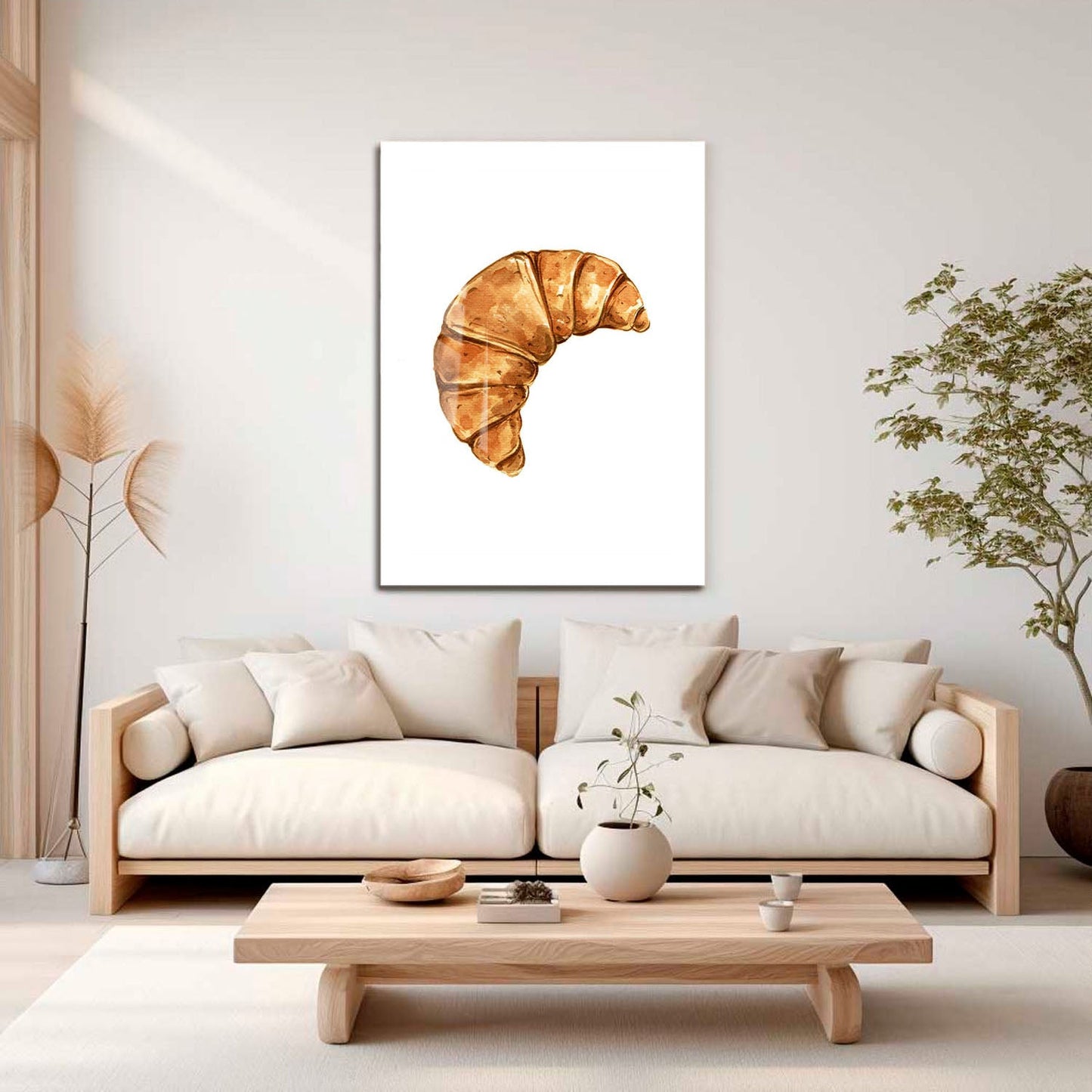 Wes Co Gallery Metal Poster Golden Croissant Delight 16" x 24" Home Goods - Coffee White border only Metal Art Print