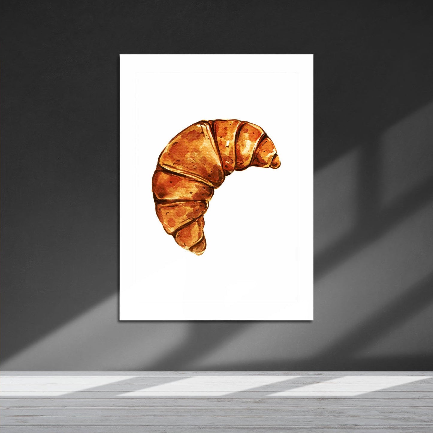 Wes Co Gallery Metal Poster Golden Croissant Delight 16" x 24" Home Goods - Coffee White border only Metal Art Print