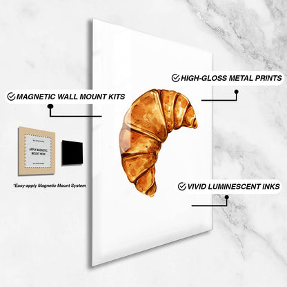 Wes Co Gallery Metal Poster Golden Croissant Delight 24" x 36" Home Goods - Coffee White border only Metal Art Print