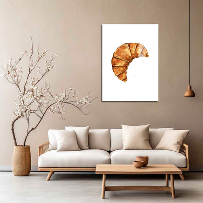 Wes Co Gallery Metal Poster Golden Croissant Delight 5" x 7" Home Goods - Coffee White border only Metal Art Print