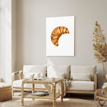 Wes Co Gallery Metal Poster Golden Croissant Delight 5" x 7" Home Goods - Coffee White border only Metal Art Print