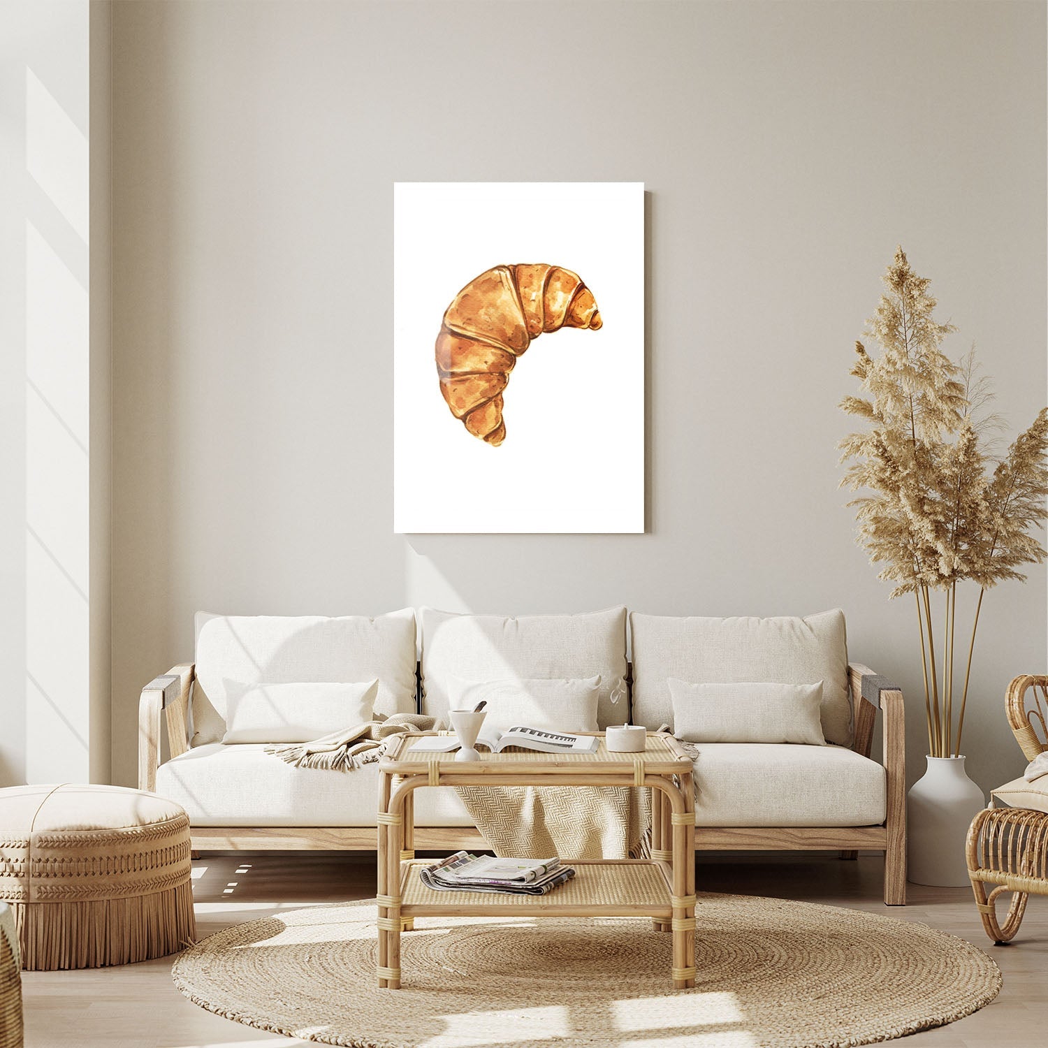 Wes Co Gallery Metal Poster Golden Croissant Delight 11" x 14" Home Goods - Coffee White border only Metal Art Print