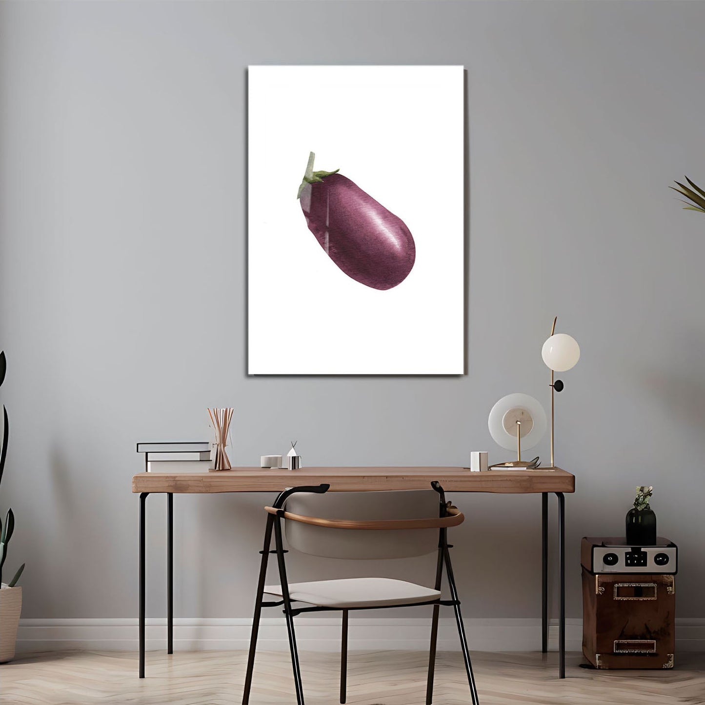 Wes Co Gallery Metal Poster Purple Eggplant Elegance 24" x 36" Home Goods - Coffee White border only Metal Art Print