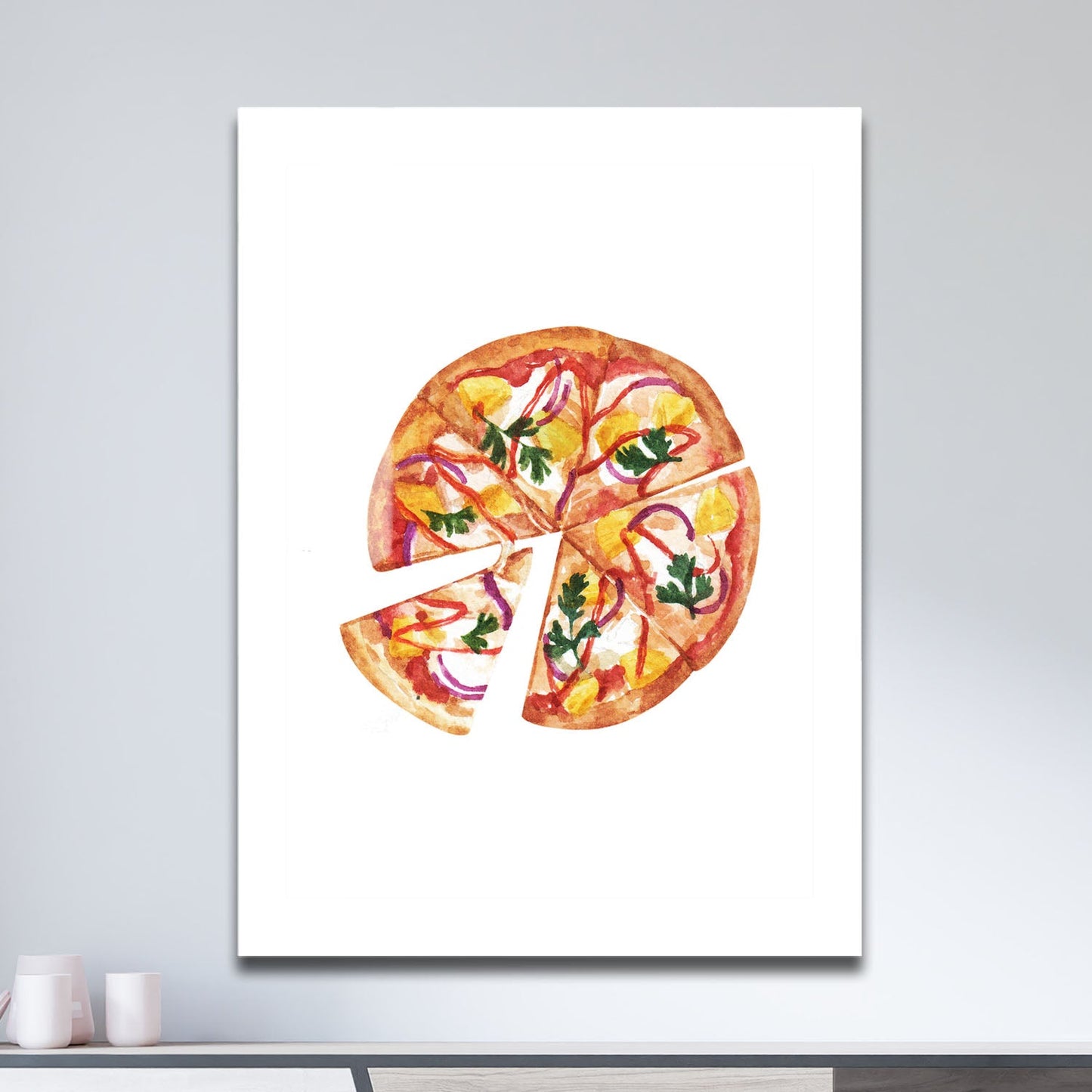 Wes Co Gallery Metal Poster Gourmet Pizza Slice 11" x 17" Home Goods - Coffee White border only Metal Art Print