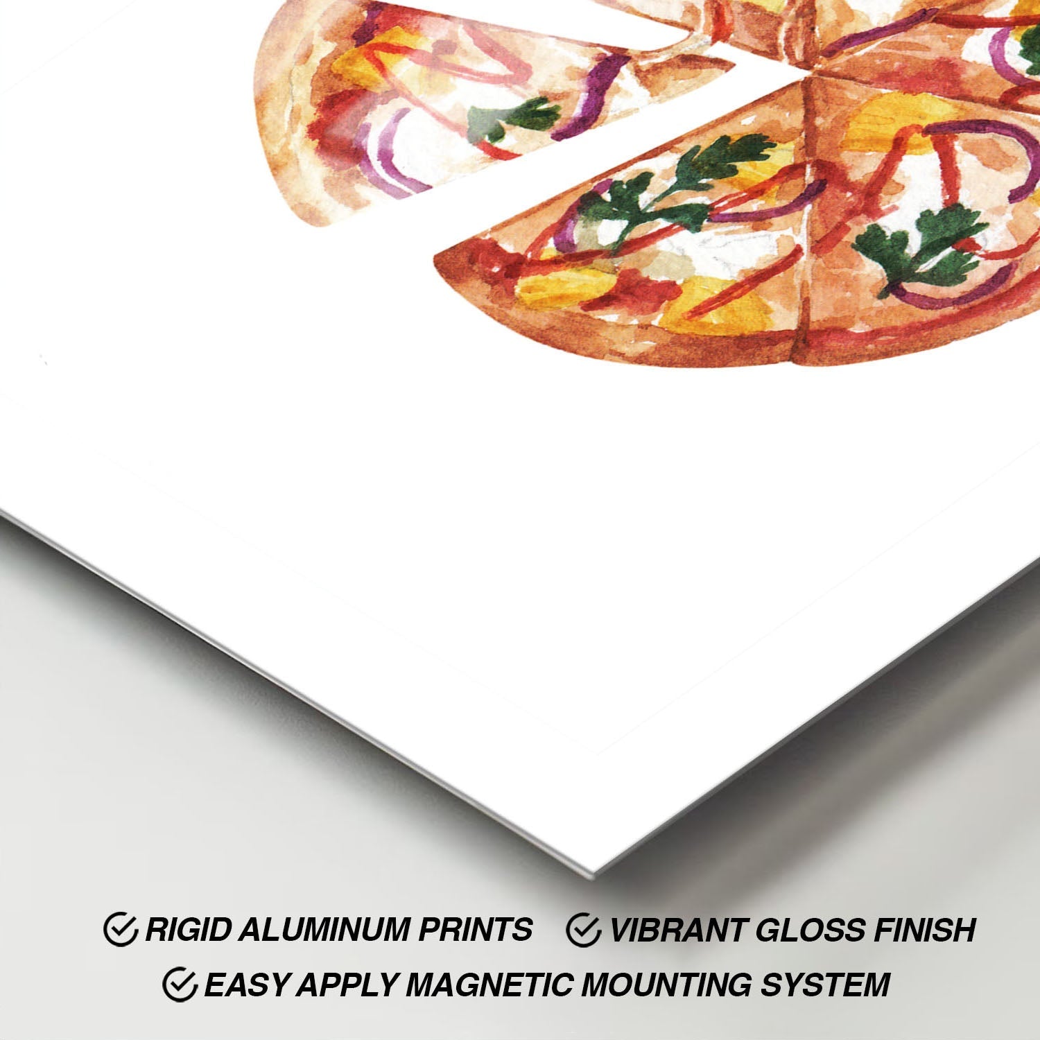 Wes Co Gallery Metal Poster Gourmet Pizza Slice 11" x 17" Home Goods - Coffee White border only Metal Art Print